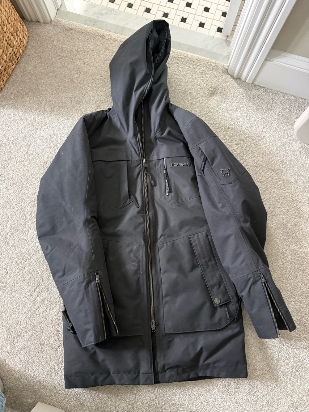Men's Black Hooded Raincoat by